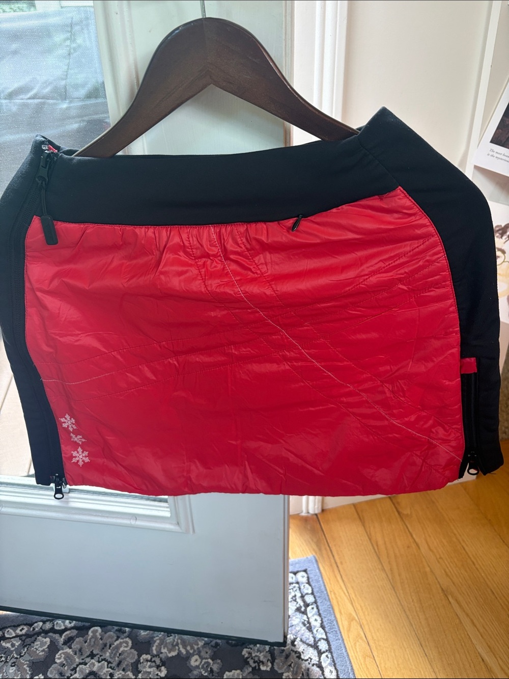 Red Quilted Mini Skirt with Black Trim